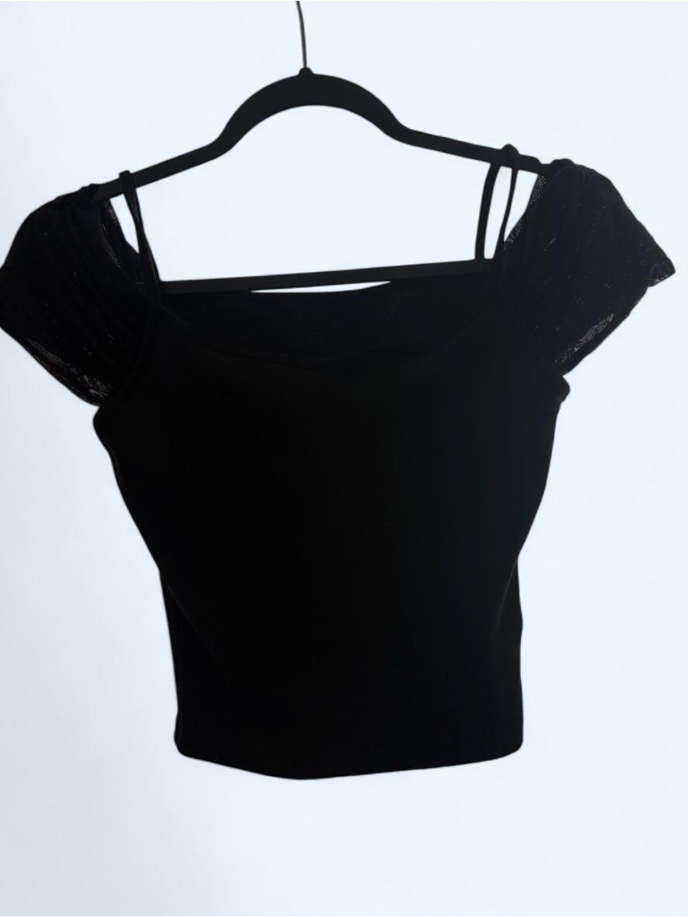 Women’s Black Short Sleeve Square Neck Top